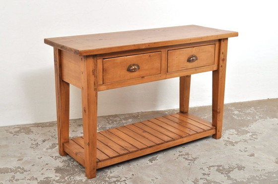 Image 1 of Table d'appoint vintage en pin, fabriquée à la main, années 1930