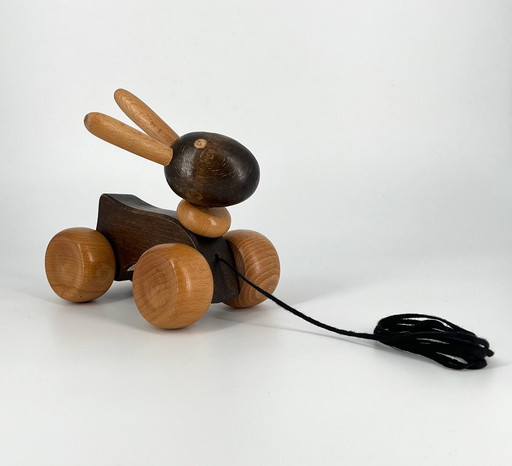 Jouet en bois vintage Ikea Lapin à tirer