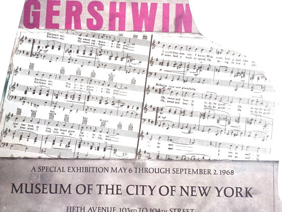 Gershwin Exhibition Poster, 1968, Paper, White, Vintage (photo 4 of 5)