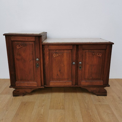 Mobile TV antico, credenza, mobiletto da parete con piano in marmo