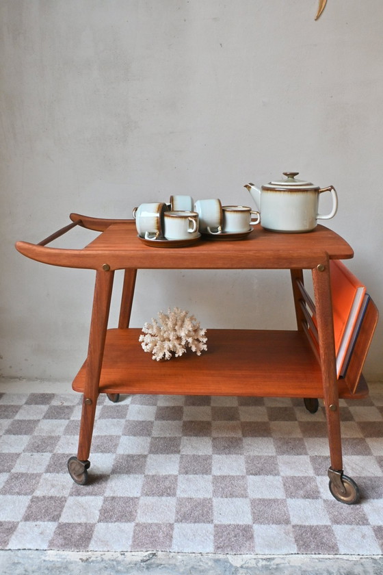 Image 1 of Vintage Teak Barcart Met Tijdschriftvak