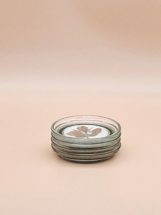 Image 1 of Sottobicchieri in vetro vintage con veri fiori secchi - Set da 4