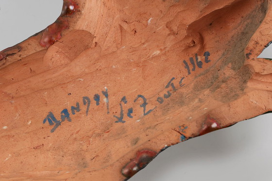 Image 1 of Placca in ceramica d'epoca raffigurante un gallo colorato, firmata A. Dandoy, Belgio, anni '60