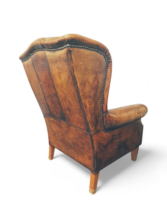 Image 1 of Poltrona da uomo francese in vera pelle di pecora, ca. 1940