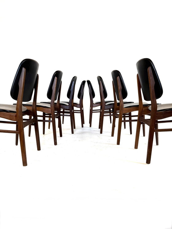 Image 1 of 8 sedie da pranzo vintage danesi, Arne Hovmand Olsen degli anni '60