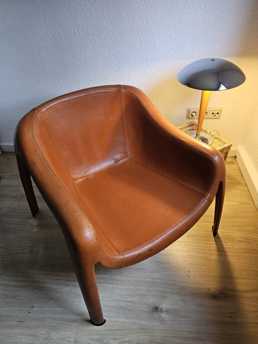 Uiterst zeldzaam: Sergio Mazza Space Age Fiberglass Lounge Chair – Volledig lederen uitvoering (jaren 60/70) – fauteuils