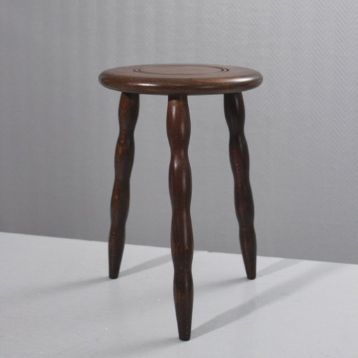 Tabouret sellette tripode vintage design brutaliste style Charles Dudouyt XXème