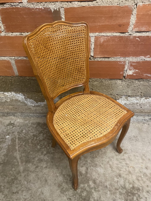 Chaise Régence Ancienne Style LOUIS XV Bois + Cannage Vintage #D397