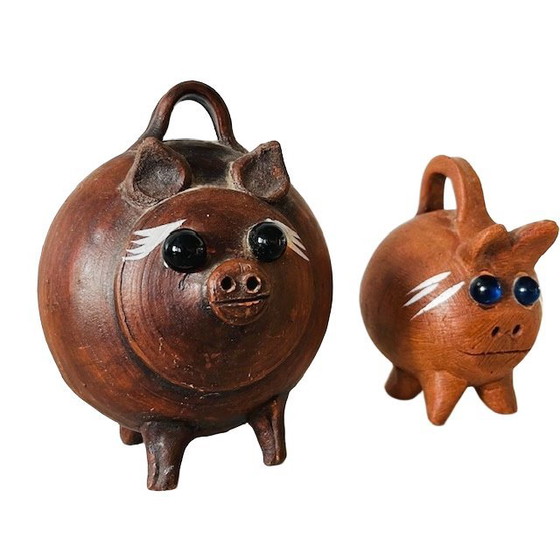 Image 1 of Set di salvadanai messicani vintage, in ceramica, fatti a mano, bohémien, anni '70