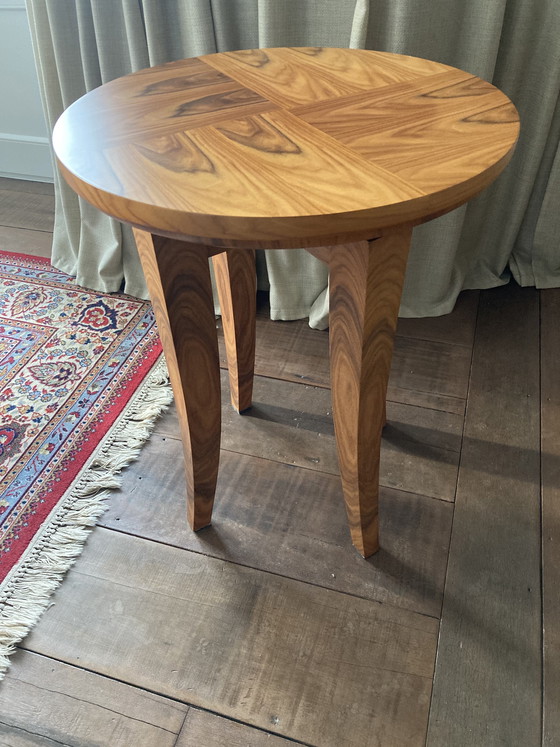 Image 1 of Table d'entrée/table basse ronde en bois massif