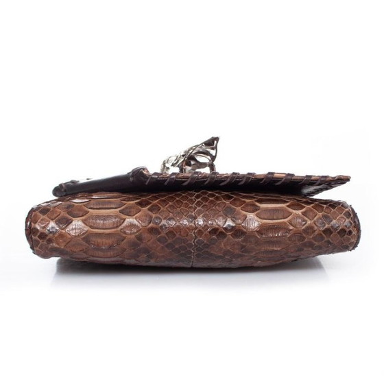 Image 1 of Maison Du Posh, braune Python-Clutch
