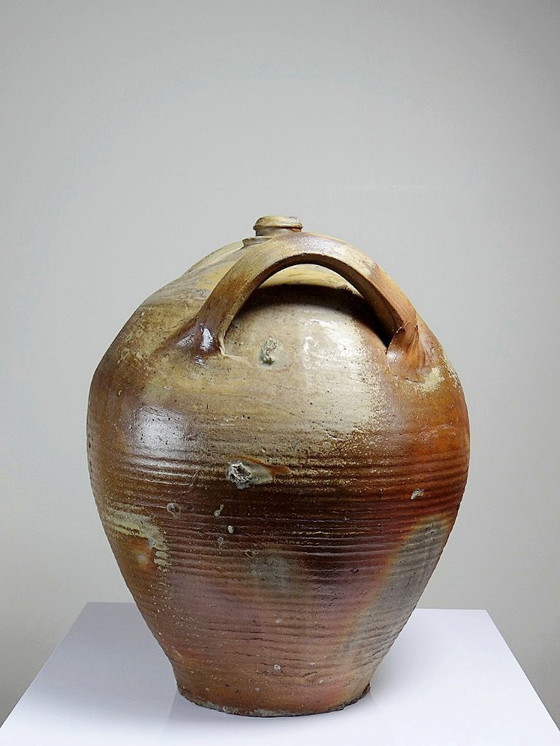 Image 1 of Jarre en grès XXL ancienne XIXe artisanat français Puisaye