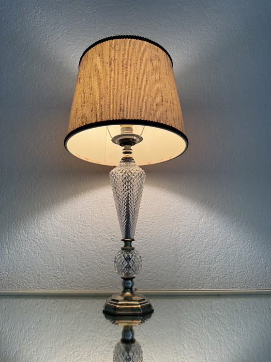 Image 1 of Glass and brass lamp from the 60s