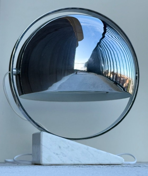 Image 1 of Vintage Space Age table lamp with marble base and swivel chrome metal shade