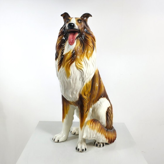 Image 1 of Figura de perro Collie de porcelana italiana, década de 1970, mediados de siglo.