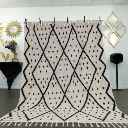 Berberteppich - 305 cm x 208 cm - weiß und schwarz Wolle