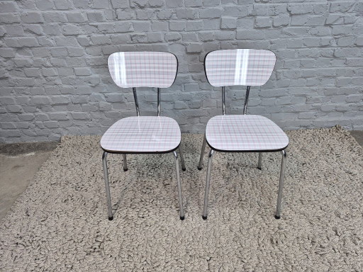 Set of 2 Vintage Design Kitchen Chairs by Brabantia, Checkered Formica, The Netherlands, 1960s (photo 2 of 12)