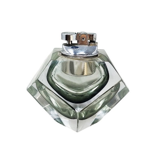 Briquet de table exceptionnel des années 1960 en verre Sommerso de Murano, signé Flavio Poli pour Seguso