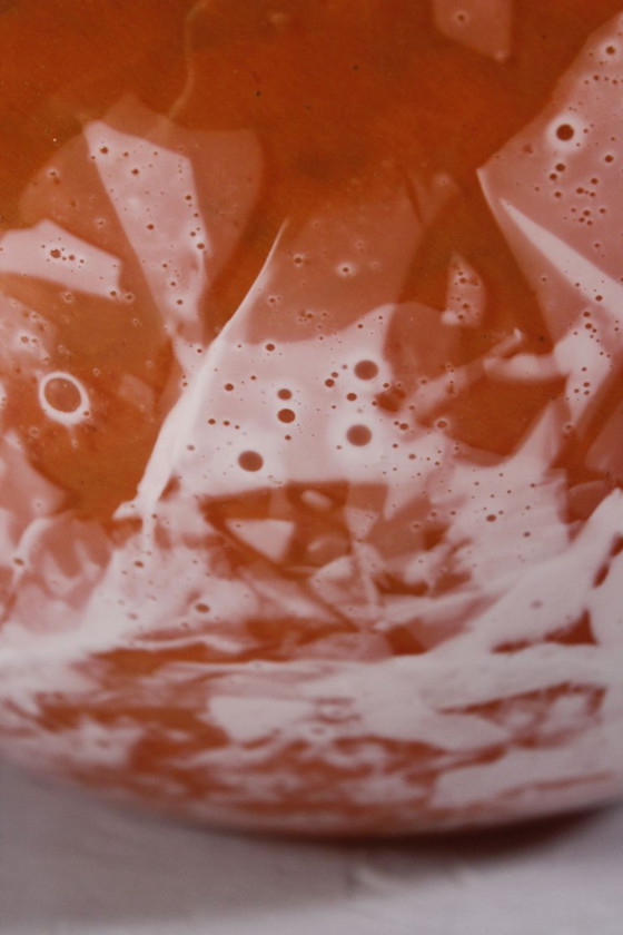 Image 1 of LORRAIN Daum Croismare Nancy - Large 6 kg orange & white marbled vase, 1920s