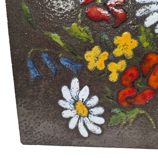 Dessous de verre vintage en céramique à motifs floraux