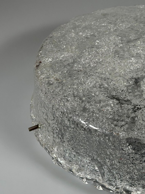 Image 1 of 1960s/70s Lamp, Light, Ceiling Light, Flush Mount Ice Glass, Hillebrand 60s