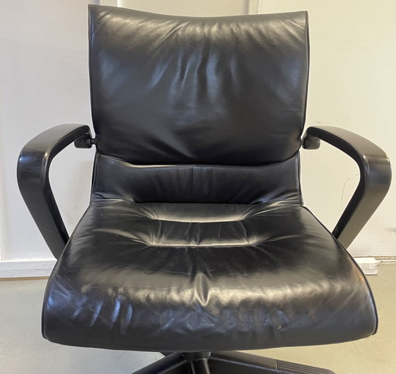 Image 1 of Black Leather Office Chair Model "Qualis" by Emilio Ambasz for Tecno, 1991