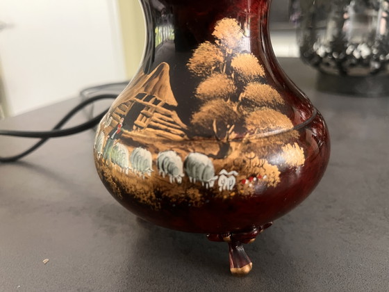 Image 1 of Vintage Pewter Table Lamp Rio Tiel / Metawa – Hand-painted 70s