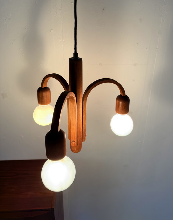 Image 1 of Lampada a sospensione vintage in teak 'Candela', Domus '80