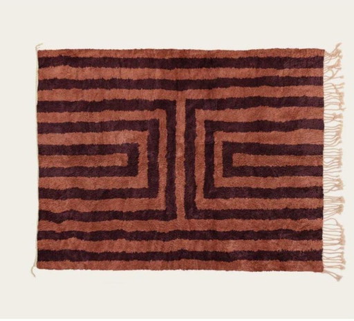 Cremefarbener marokkanischer Teppich mit geometrischen Mustern, 250 cm x 150 cm