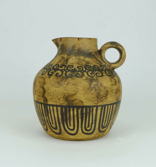 Keramikvase, Dekor Etrusca Hanns Welling, Mitte des Jahrhunderts, 1950er 60er Jahre