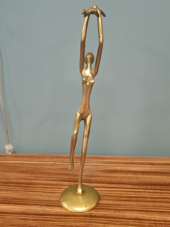 Image 1 of Madre e bambino in ottone vintage, bambina, festa della mamma