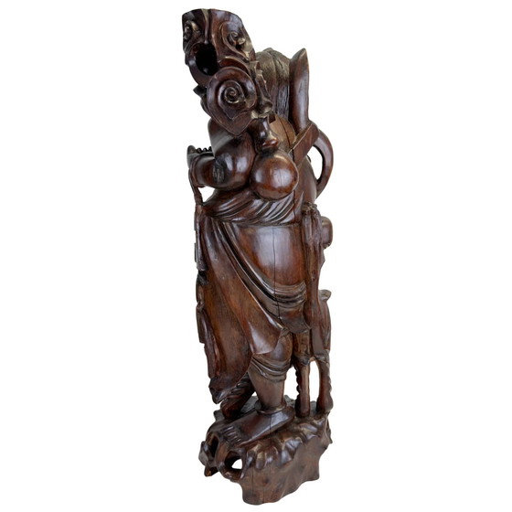 Antigua talla de madera japonesa Ebisu - Dios de los pescadores y la prosperidad - 59 cm – Esculturas (photo 7 of 11)