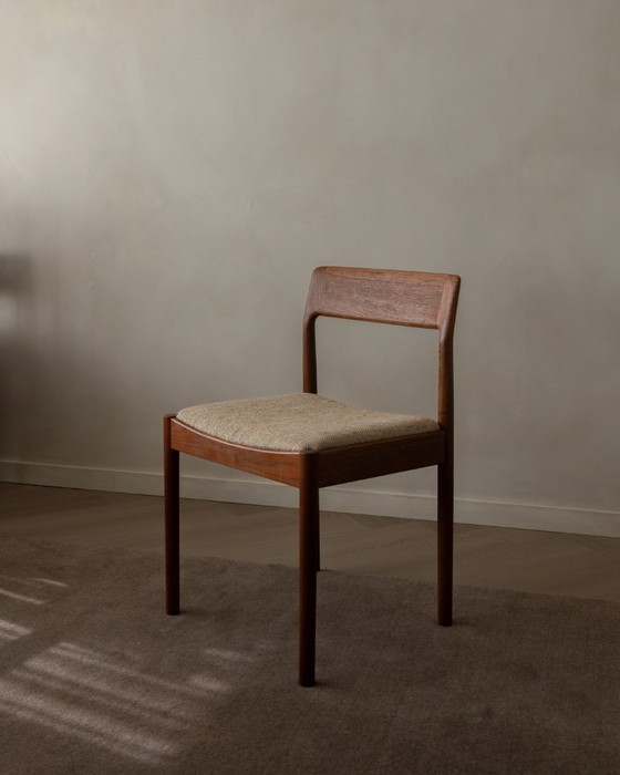 Image 1 of Vintage eetkamerstoelen van Johannes Nørgaard voor Nørgaard Møbelfabrik (set van 6) | Originele wollen bekleding | Jaren 60