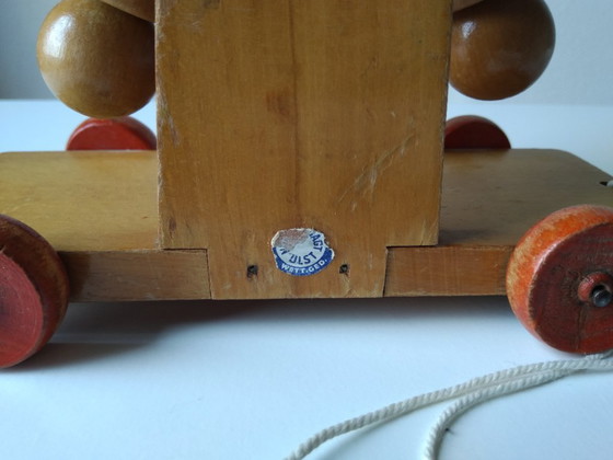 Image 1 of vintage wooden toy block mill, block cart