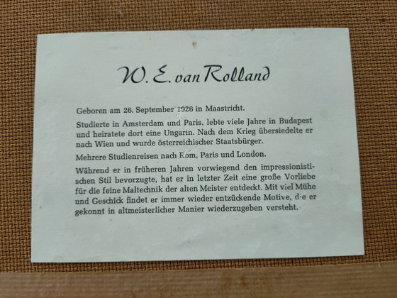 Image 1 of Pascolo alpino sullo sfondo di montagne, dipinto a olio di W. E. Van Rolland