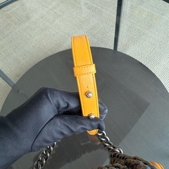 Image 1 of Chanel Boy Small - Kleine Stingray Yellow Mustard Ruthenium Silver Hardware Serie 21