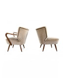 2 fauteuils cocktail vintage en velours des années 60