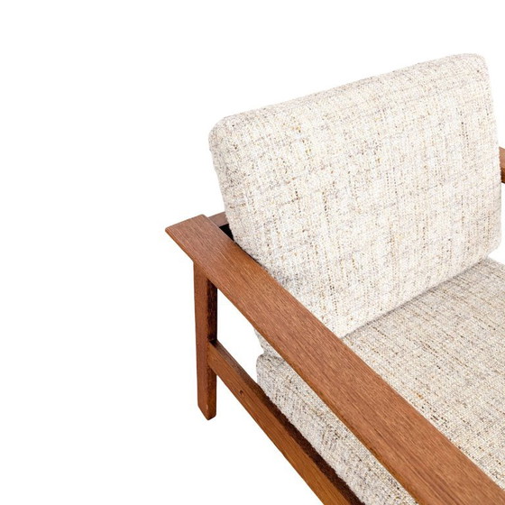 Lot de 2 Fauteuils Vintage tissu clair Vamo Møbelfabrik, Bois, Beige (photo 7 sur 9)