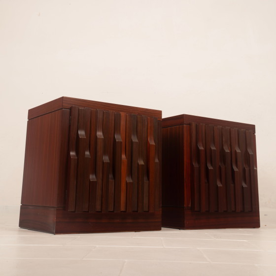 Luciano Frigerio Brutaliste Bois de Padouk Gaetano Tables de nuit pour Frigerio di Desio – Wood (photo 19 of 23)