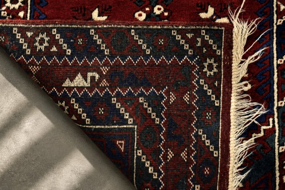 Vintage Red Hand-Woven Oriental Afghan Rug, 1970s – Decorative Objects, Wool (photo 9 of 13)