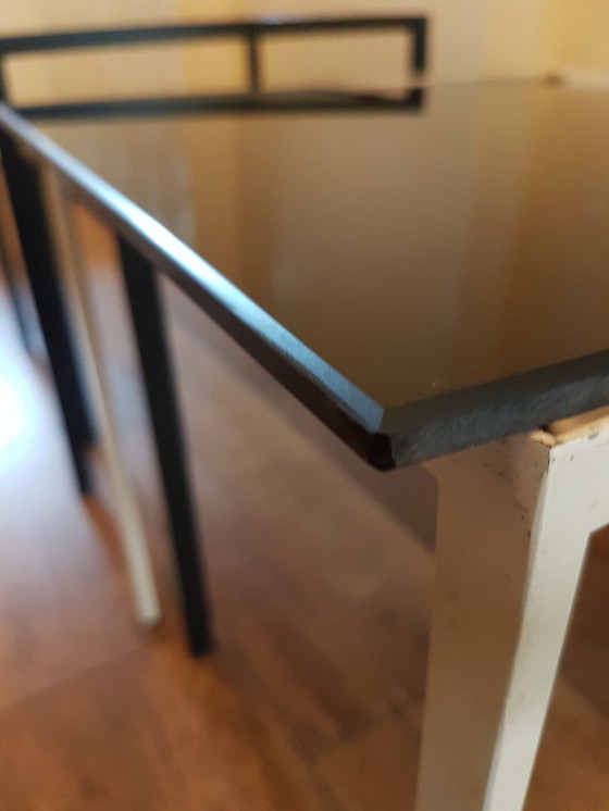 Image 1 of Set of 3 Artimeta nesting tables real Opaline glass on steel