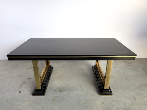 Vintage lak en messing eettafel, jaren 70