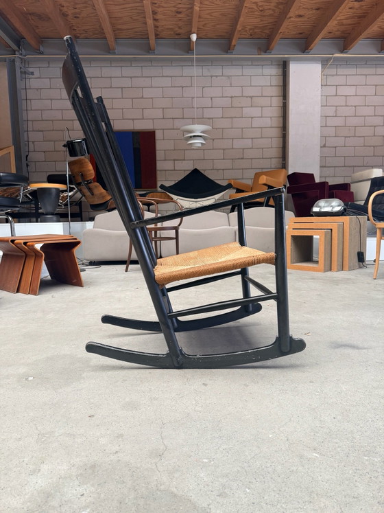 Fdb Möbler J16 Mecedora, Hans Wegner, Madera, Mimbre, Negro, Modern (foto 3 de 13)
