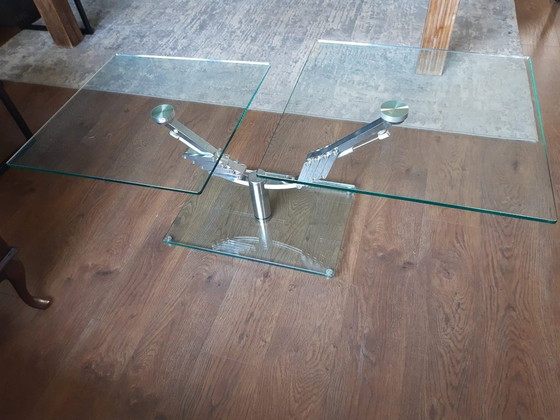 Image 1 of Tavolo da cocktail estensibile con piano in vetro Vintage Italia a 2 bracci