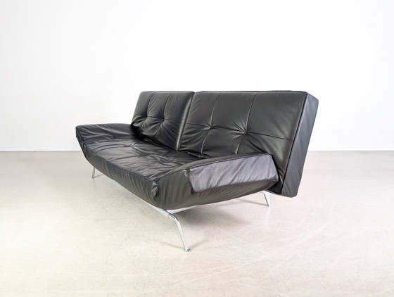 Image 1 of Sofá Smala de Ligne Roset original, de piel negra, diseño francés.