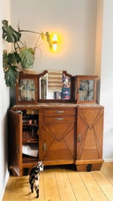 Art Deco buffet cabinet / display cabinet with ample storage space, cut glass, mirror