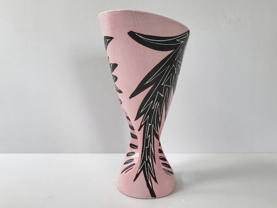 Image 1 of Vintage 1950s Vallauris ceramic vase by François Re, 50s Rockabilly Rooster
