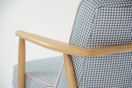 Image 1 of Z-fauteuil in blauwe pied-de-poule.