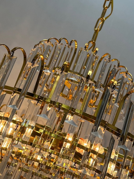 Image 1 of XL size large size hand cut Crystal Chandeliers 1970s Mid - Century Style