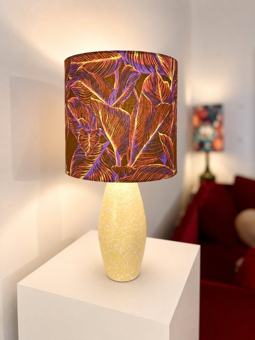 Scheurich Tischlampe aus den 50er Jahren. Upcycling, neuer Schirm, kabellos 